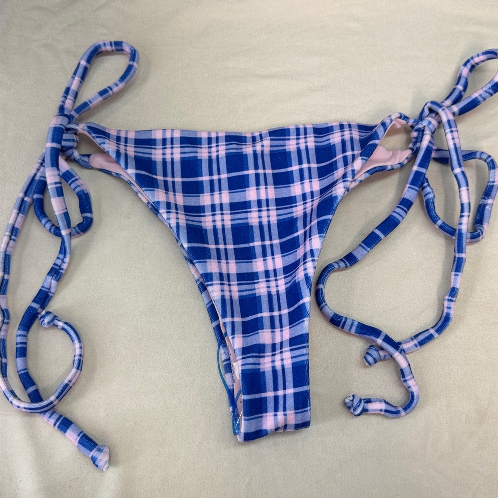 FRANKIES BIKINIS x GIGI HADID Keira Bikini Bottom in Plaid Size S - Picture 5 of 5